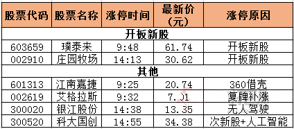 今日除新股外的漲停股